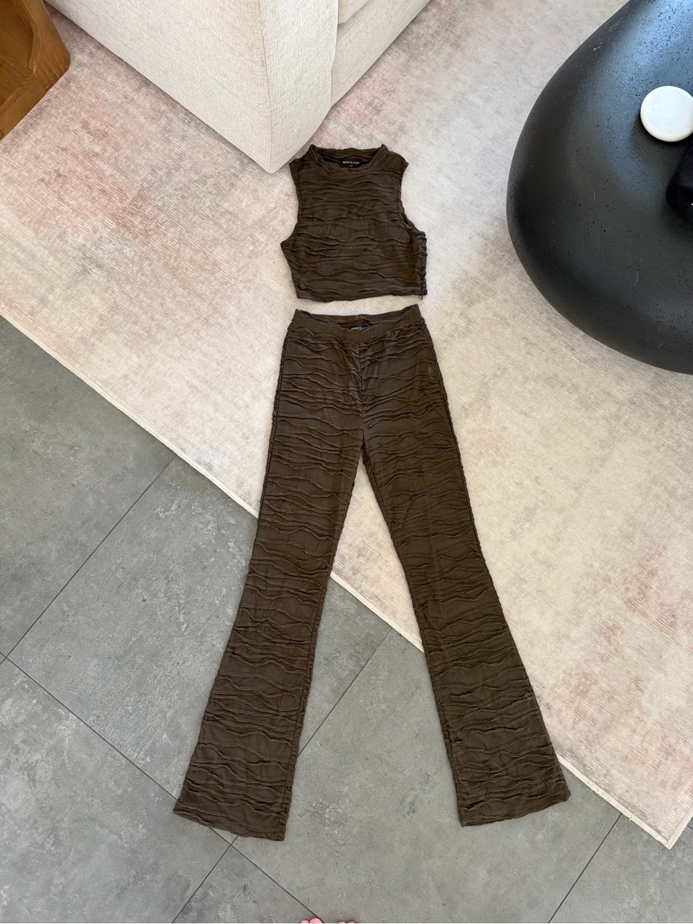 Sheer Brown Set High Neck High Rise
